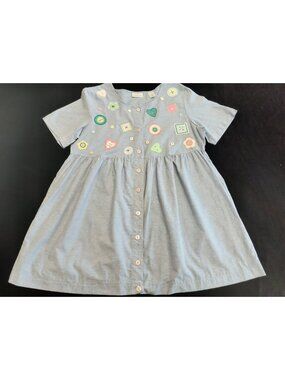 Cabernet Ligth Blue House Dress Embroidered Botton Heart Design Cotton Size 1X